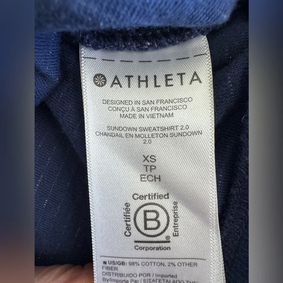 Athleta Sundown navy/white Tie-dye Sweatshirt size medium - Picture 6 of 11